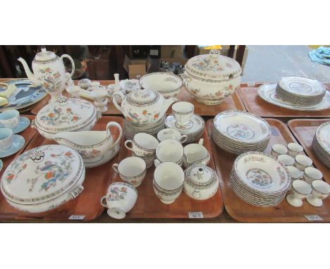 Seven trays of Wedgwood English bone china 'Kutani Crane' items to include; teacups, saucers, sucrier, milk jug, coffee pot, 