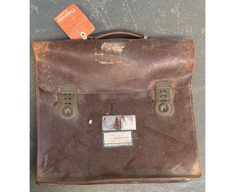 A vintage leather briefcase, 42cmW 