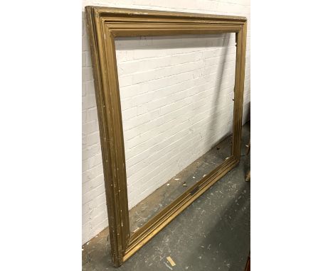 A very large gilt wood picture frame, external approx. 145x170cm, internal approx. 118x145cm, bearing plaque reading L'Adoraz