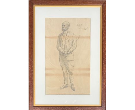 Basil Nightingale (1864-1940), full length portrait of Field Marshal Frederick Sleigh Roberts, pencil on paper, with dedicati
