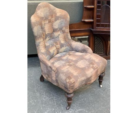 A small Victorian button back bedroom chair 