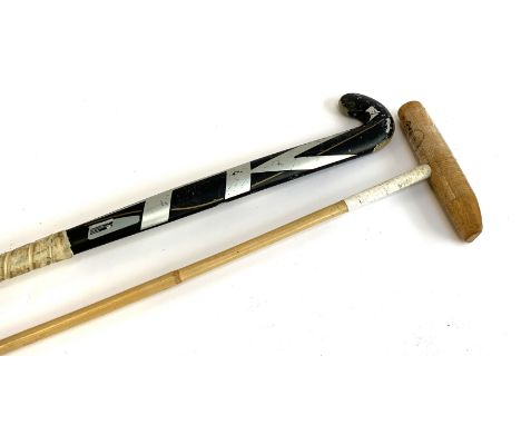 A T. P Argentina polo stick, 52, together with a hockey stick, 36in