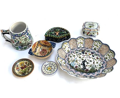 A mixed lot to include continental ceramics, Quimper, Estrela de Conimbriga Portugal, Ikaros Greece, etc 