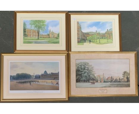 A print of Radley College by F. P. Barraud, 1824-1901, 29x55cm, together with two other prints of Radley college by Jane Carp