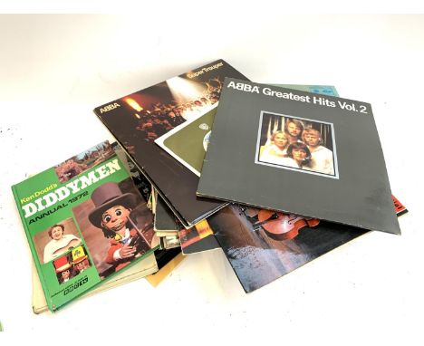 A quantity of vinyl LPs to include ABBA, Seekers, Mott, Beegees, Christmas Carols, Barbershop ballads etc, together with 2 vi