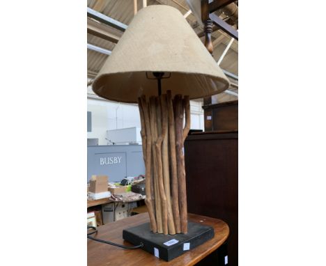 A table lamp in the form of a bundle of driftwood, 67cmH to top of shade 