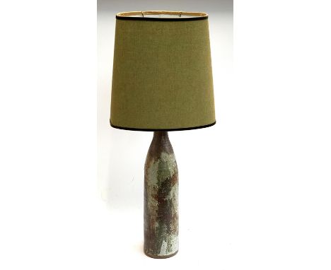 A large Studio Pottery lamp base &amp; shade, 56cm high excluding shade 