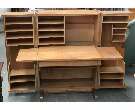 An oak metamorphic 'magic box' style desk, possibly Danish, 82x55x112cm when shut 