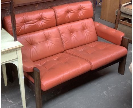 A possibly Brazilian two seater leather sofa, 140cmW 