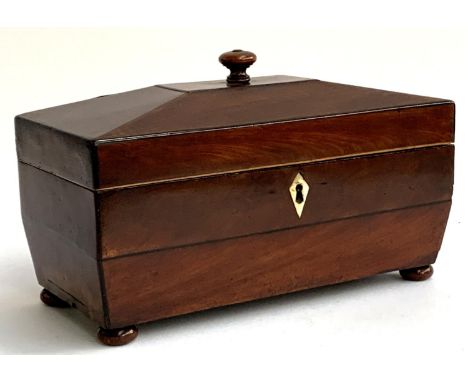 A Regency mahogany sarcophagus tea caddy, 32cmW 