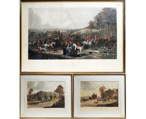 W*** H*** Simmons after H*** Calvert - "The Meet of the Vine Hounds", mixed-method engraving with hand-colouring, 52 x 80cms 