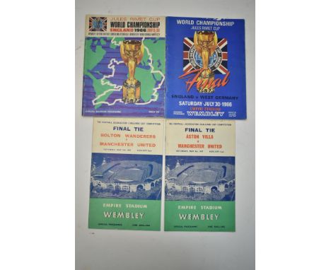 1966 World Cup Final football programme and Souvenir programme; FA Challenge Cup Final programmes, 1957 and 1958.