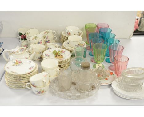 A Royal Worcester part 'Roanoke' pattern tea service, including teapot; a Plickter ware plum pattern preserve jar (missing co