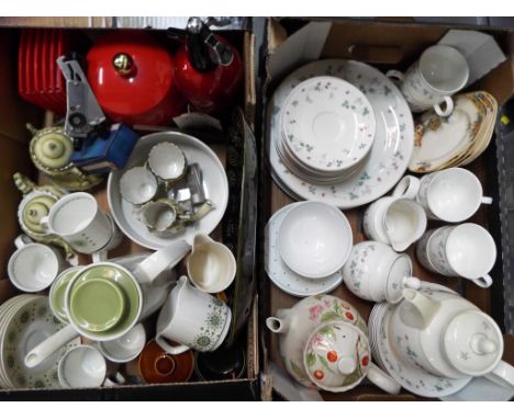 2 boxes containing a good mixed lot to include, a soda syphon, a retro style ice bucket, a studio pottery J&G Meakin coffee s