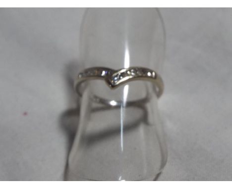 A lady's hallmarked 9 carat gold and diamond wishbone ring, approximate weight 1.1 grams, size K, boxed