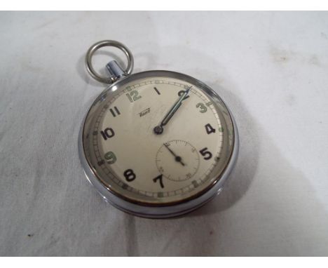 A military Tissot pocket watch marked verso with crow's foot G.S.T.P. Q 20284