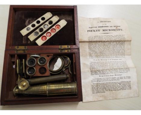 Microscope - the 'Improved Compound and Single Pocket Microscope' with accessories and instruction leaflet in original fitted