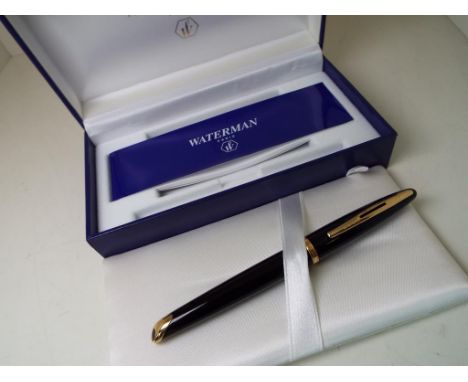 Waterman - Carene fountain pen, black with 18k gold nib in presentation case with manual, very light use - Est £50 - £70