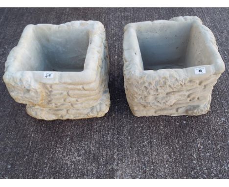 Reclamation - a pair of reconstituted stone planter