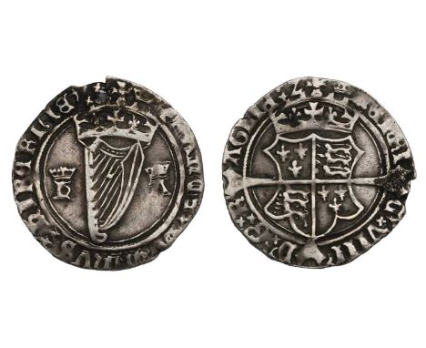 Coins, Great Britain, Henry VIII (1509-1547), first harp issue, Groat, mm Crown, 'HA' flanking harp for Anne Boleyn, 2.5g, NV