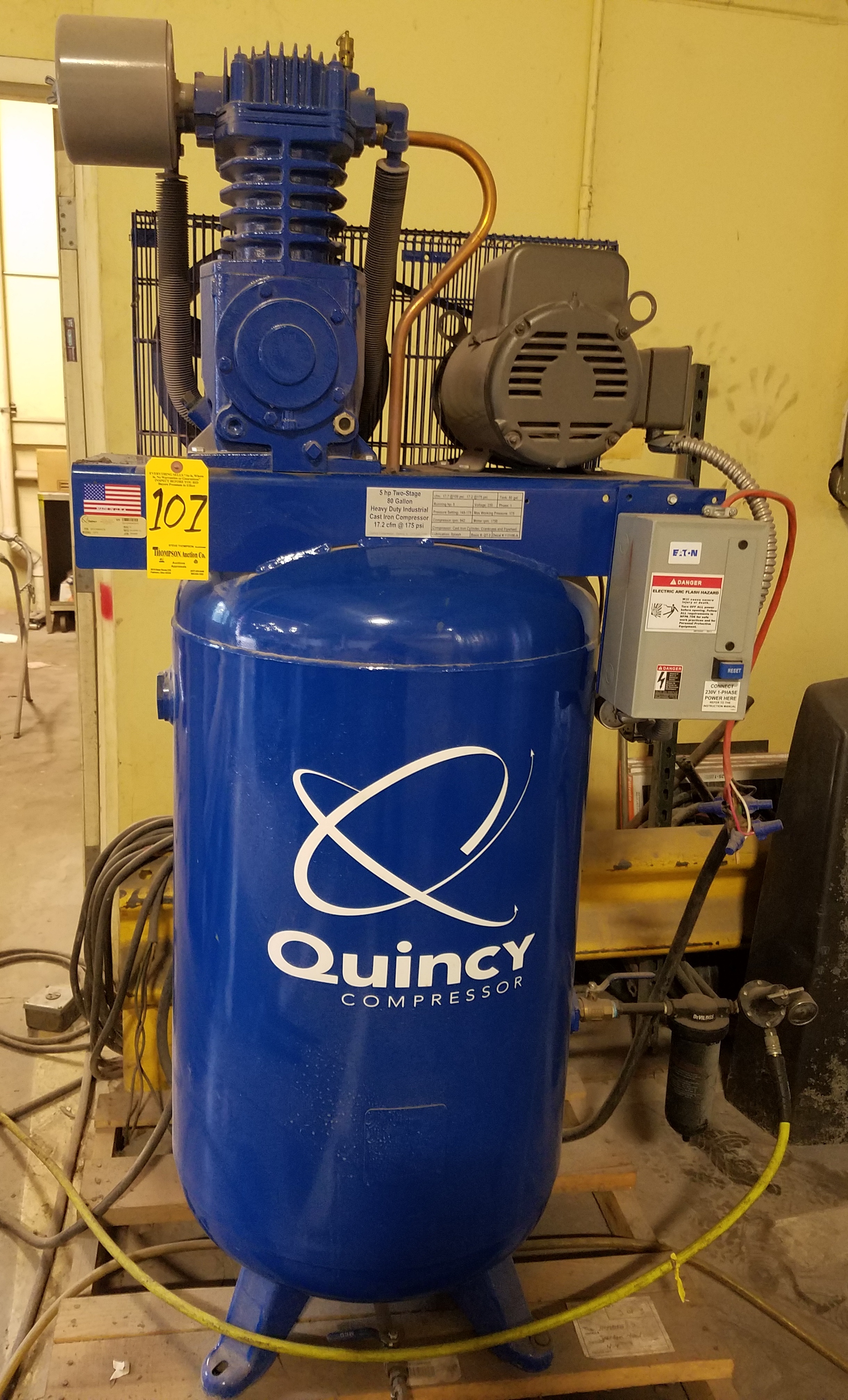 Quincy Model QT5 2Stage Air Compressor, 5 HP, s/n QU1204040075