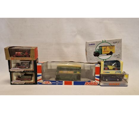 Collection of Solido, Corgi and Dinky Boxed diecast models to include Solido AEC Double Decker RT, Corgi 97123 NSPCC 1991 Bed