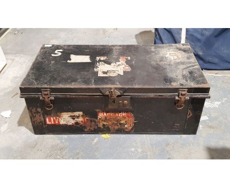 Black painted metal trunk