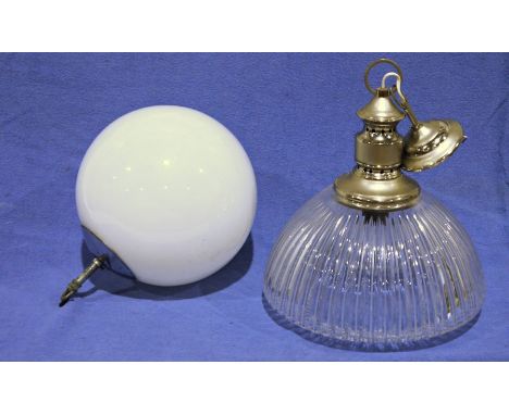 Spherical white glass ceiling light&nbsp;and a further glass ceiling light&nbsp;(2)&nbsp;