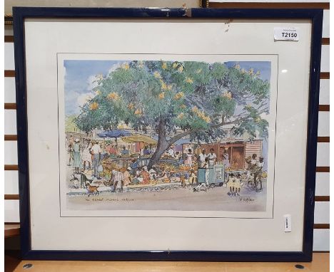 After J M Walker
Colour print&nbsp;
"The Market, St John's, Antigua"

together with four further colour prints by the same ar