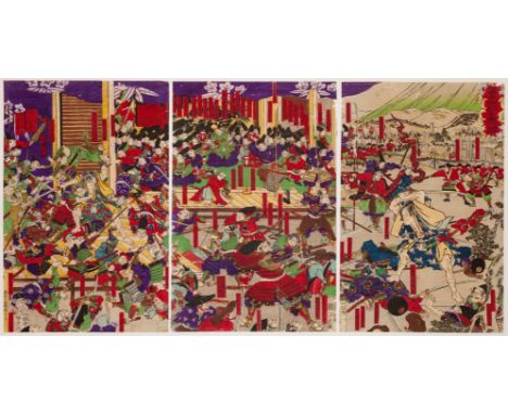 Artist: Yoshitora Utagawa (active 1830-1880) Title: In the Foothills of Mount Fuji, the Soga Brothers Achieve Their Revenge P