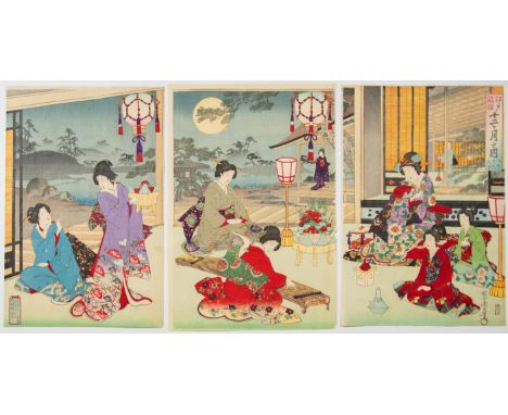 Artist: Chikanobu Yoshu (1838-1912)Title: Moon Feast, AugustSeries title: Twelve Months and Customs of EdoPublisher: Yokoyama