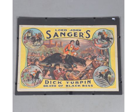 RARE VINTAGE CIRCUS POSTER- LORD JOHN SANGER'S 'DICK TURPIN'. RARE VINTAGE CIRCUS POSTER- LORD JOHN SANGER'S 'DICK TURPIN'. A