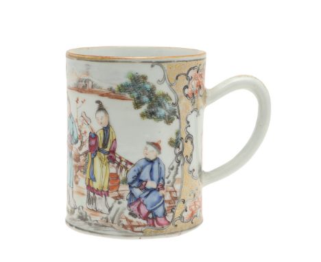 CHINESE PORCELAIN TANKARD - QIANLONG. CHINESE PORCELAIN TANKARD - QIANLONG. Qianlong period, the tankard painted with a varie