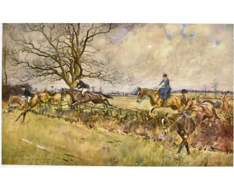 AFTER LIONEL EDWARDS 'Household Brigade Drag Hounds, Hawthorn Hill, 1937', colour print, published by The Sporting Gallery Lt