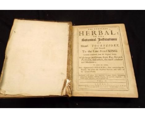 TOURNEFORT (J.P.). "The Compleat Herbal or the Botanical Institutions..." Vol 2 containing plts 144 - 277 complete, cont calf