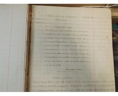 MANUSCRIPT. 120 page pen and ink exercise book titled "Tales for the Connoisseur." c1910.