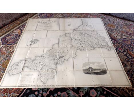 ENGRAVED MAP. "Map of the County of Cornwall from a detailed Survey made in the Years 1826 and 1827." by C. Greenwood, Sept 1