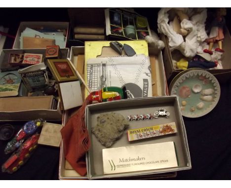 A collection of vintage toys including a Benbros 1953 coronation coach, boxed.