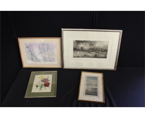 Framed print entitled Oxford from the Ness, together with three other prints, (4)