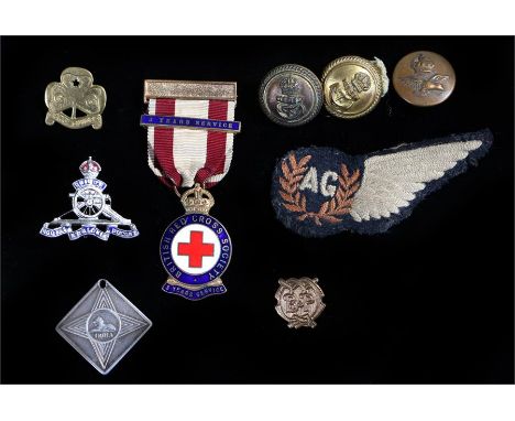 A World War Two RAF Air gunners half brevet, together with a white metal Army Temperance Association India watch chain fob, a