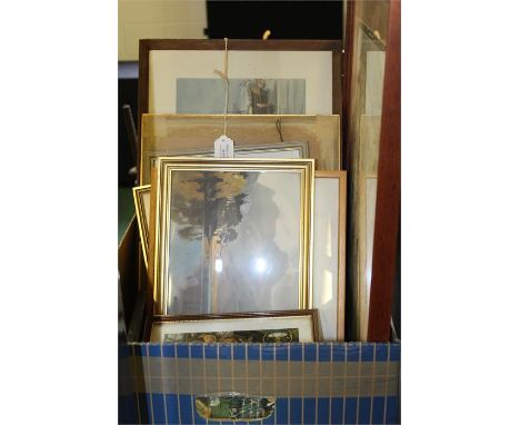 Collection of pictures, to include an oil on canvas by Joyce Schlich, a collection of prints of scenes and cathedrals, print 