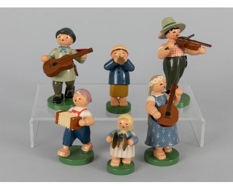 Kompletter Satz "Musikantenkinder"; Wendt &amp; Kühn, Grünhainichen im Erzgebirge u.a., 20. Jahrhundert Erzgebirgische Holzsc