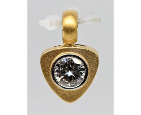 Anhänger mit Brillant, ca. 1,2 ct, Goldschmiedearbeit, 21. Jh.750/- Gelbgold und 950/- Platin. Gesamtgewicht ca. 3,6 g. Dreie