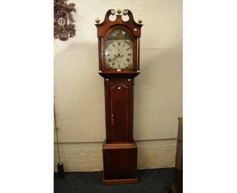 Joseph Bellamy of Grimsby, 19th century 8 day long case clock with painted face, 210cm