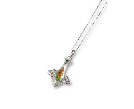 An Art Nouveau silver pendant made by William Hair Haseler, for Liberty & Co and Designed by Archibald Knox. With two section