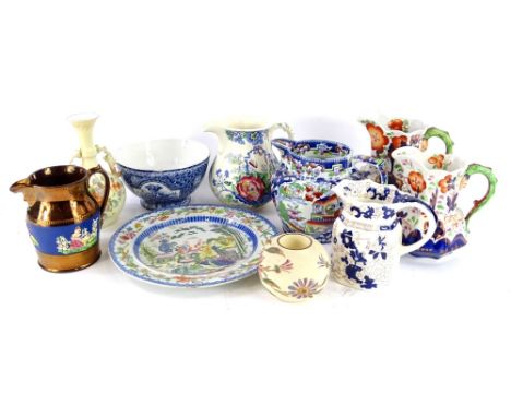 Miscellaneous ceramics, to include a 19thC jug decorated in an oriental style, Mason's type Hydra jug, Mason's plate, a Tams 