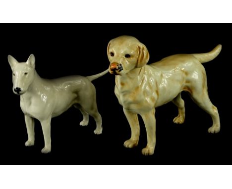 A Goebel ceramic model of a Labrador, no. 1968, and a Beswick bull terrier.