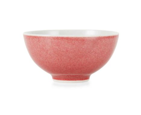 RED-GLAZED CUP YONGZHENG MARK  雍正款 紅釉小杯 the exterior covered in a red glaze, the base inscribed with six-character Kangxi mar