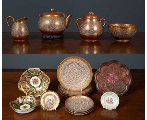 A Japanese porcelain tea service with character mark to base together with three Noritake dishesCondition report: Bowl with a