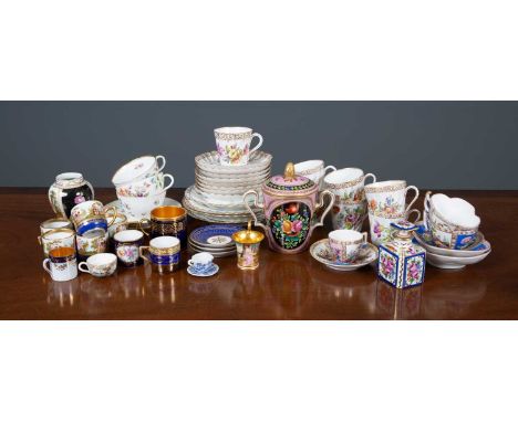 A collection of continental porcelain teawares to include a late 19th century Dresden part teaset including seven cups, eight